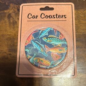 Blue and Red Artistic Fish Coasters